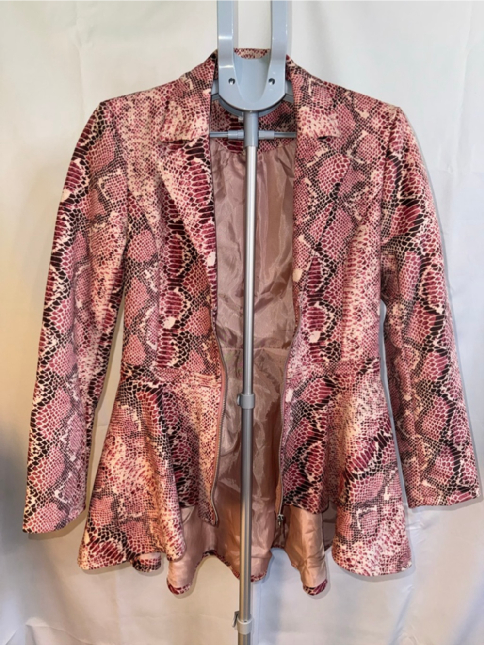 Women's VENUS Pink Brown Snake Print Faux Suede Blazer S - Picture 6 of 10